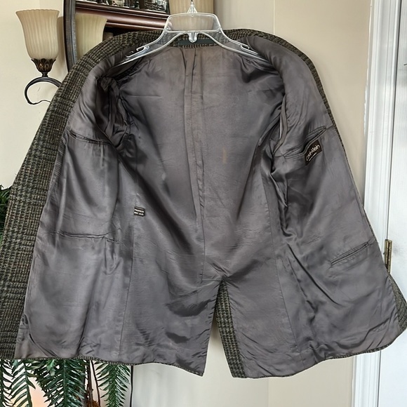 Calvin Klein Men’s Vintage Wool Plaid Lined Suit Sports Jacket Buttoned Blazer - Picture 8 of 13